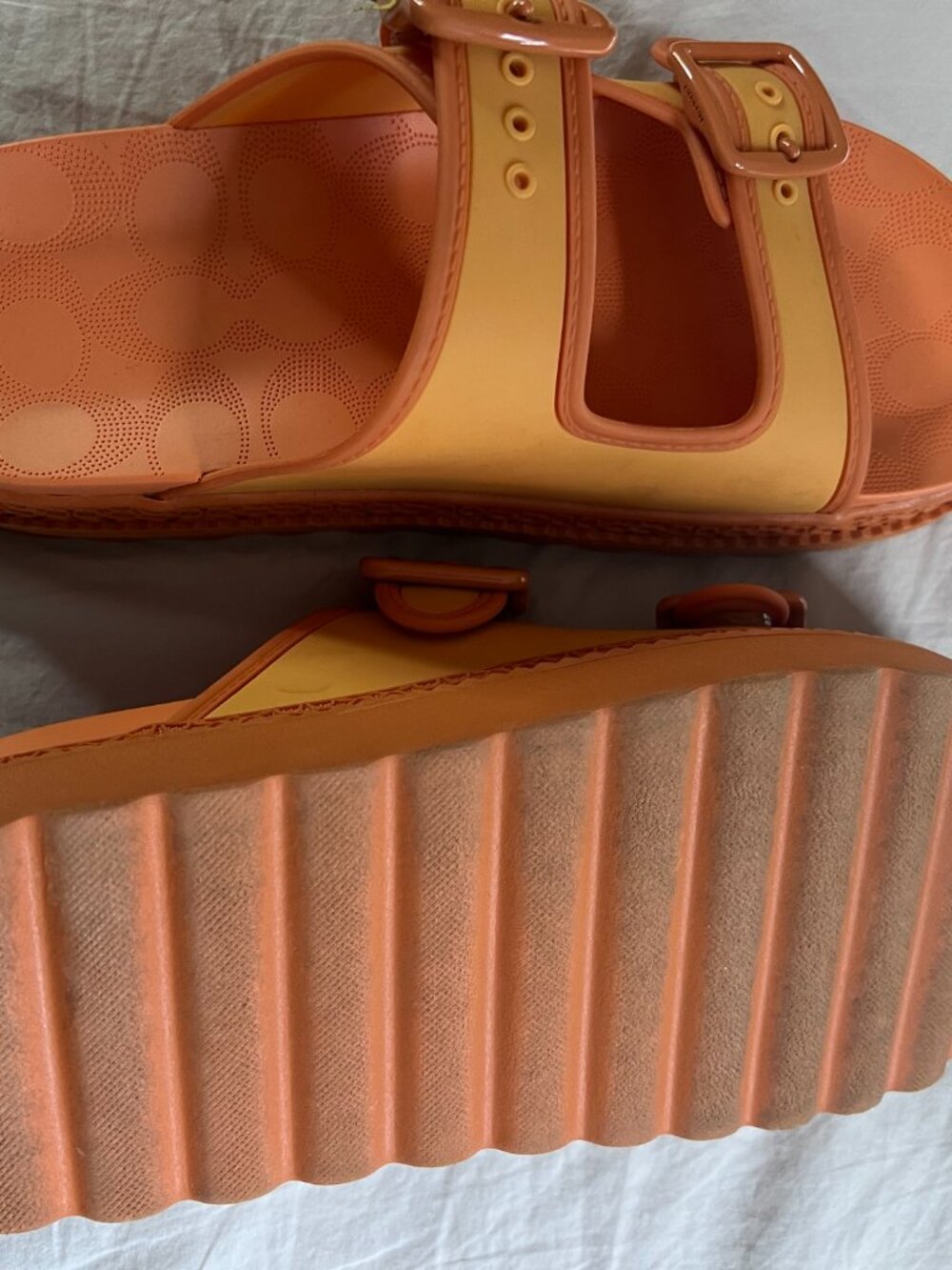 Orange Coach Platform Sandals - Womens Size 8 - Picture 4 of 6